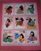 GEISHA GIRLS Hawaiian Baby Quilt. Tropical Infant Bedding. Exotic Nursery Decor. Hawaii Gifts with Aloha...