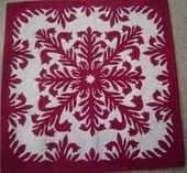 GINGER Classic Quilted Wall Hanging. Hand Made Traditional Hawaiian Quilt. Tropical Island Wall Decor