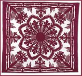 GINGER ORCHID LEI Hand Quilted Bedspread. Hand Stiched Hawaiian Quilt. Tropical Bedroom Decor