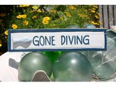 GONE DIVING Nautical Sign - Beach Decor -Available in Blue, Red and Yellow Coastal Colors