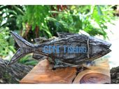 GONE FISHING Tiki Bar Fish Sign. Tropical Welcome Sign. Hawaiian Gifts with Aloha...