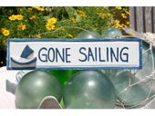 GONE SAILING Nautical Sign - Beach Decor -Available in Blue, Red and Yellow Coastal Colors