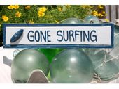 GONE SURFING Nautical Sign - Beach Decor -Available in Blue, Red and Yellow Coastal Colors