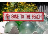 GONE TO THE BEACH Nautical Sign - Beach Decor -Available in Blue, Red and Yellow Coastal Colors