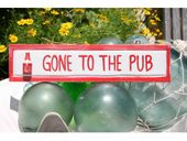 GONE TO THE PUB Nautical Sign - Beach Decor -Available in Blue, Red and Yellow Coastal Colors