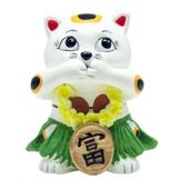 Good Luck Hula Cat Figurine - Speak No Evil -  Hawaiian Gifts for Kids