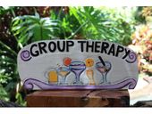 GROUP THERAPY Tiki Bar Sign with Tropical Cocktails. Hawaiian Style Luau Decor. Gifts with Aloha...