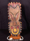 HAPPY Hawaiian Tiki Shield Mask. Tropical Wall Decor. Exotic Tiki Decorations. Hawaiian gifts with aloha...