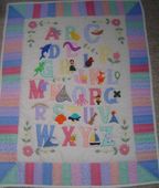 Hawaiian ABC BABY QUILT. Infant Crib Bedding Blanket Nursery Decor Wall Hanging.