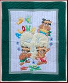 Hawaiian ALOHA MUSIC Baby Quilt. Infant Nursery Bedding Blanket. Tropical Wall Decor.