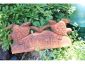 Hawaiian ALOHA Tiki Sign with Carved Turtles. Tropical Decorations
