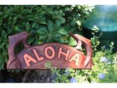 HAWAIIAN Aloha Tiki Welcome Sign with Dolphins. Tropical Decor. Gifts with Aloha...
