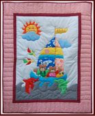 Hawaiian ALOHA YACHT Baby Quilt. Infant Nursery Bedding Blanket. Tropical Wall Decor.