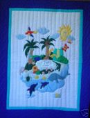 Hawaiian Baby QUILT, Island theme nursery wall hanging, tropical infant bedding