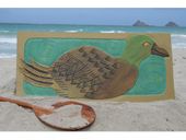 HAWAIIAN BIRD "MOTHERHOOD" STORYBOARD. New Age Art. Hand Painted Wooden Relief. Artist Signed