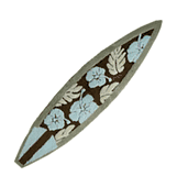 HAWAIIAN  Brown / Blue Hibiscus Flower  Print SURFBOARD  Rug. Surfing Theme Shortboard Throw Carpet. Surf Board Bath Mat