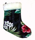 Hawaiian Christmas Stocking with Hibiscus print. Hawaii Gifts with ALOHA