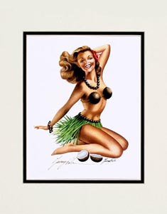 Hawaiian COCONUT GIRL Vintage Pinup Poster by Garry Palm. Classic