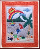 Hawaiian COOL SUN Baby Quilt. Infant Nursery Bedding Blanket. Tropical Wall Decor.