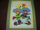 Hawaiian DANCING HULA BEARS Baby Quilt. Infant Nursery Crib Bedding Tropical Wall Hanging