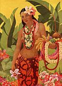 HAWAIIAN GIRL 1940's Vintage Menu Cover Poster. Classic Nostalgia Hawaiiana Giclee Art Print