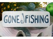 Hawaiian GONE FISHING Welcome Sign - Nautical / Coastal Decor - Tiki Decorations - Gifts with Aloha...