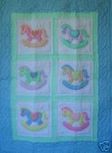 Hawaiian Hobby Horse Baby Quilt, Tropical Infant Bedding, Nursery Wall hanging/ island decor