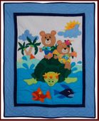 Hawaiian HONU SPLASH Baby Quilt. Infant Crib Bedding Blanket Nursery Decor Wall Hanging.