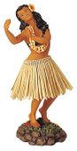 HAWAIIAN Hula Girl in Dancing Pose Dashboard Doll Shaker. Tropical Island Bobble Dolls
