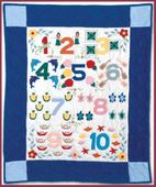 Hawaiian "one to ten" Baby Quilt. Infant Crib Bedding Blanket. Nursery Wall Hanging. Tropical Decor