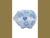 Hawaiian Piggy Bank ALOHA Heart of Hawaii Blue hibiscus Flower Design. Hawaii Children's Gifts with Aloha...