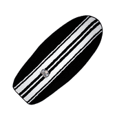 HAWAIIAN Style SURFBOARD RUG. 4' Black Classic Racing Stripe Surfing Theme Bath Mat. Surf Board Throw Carpet