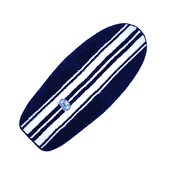 HAWAIIAN Style SURFBOARD RUG. 4' Navy Blue Classic Racing Stripe Surfing Theme Bath Mat. Surf Board Throw Carpet