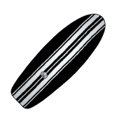 HAWAIIAN Style SURFBOARD RUG. 5' Black Classic Racing Stripe Surfing Theme Bath Mat. Surf Board Throw Carpet