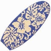 HAWAIIAN Style SURFBOARD RUG. Blue Hibiscus Flower Print Surfing Theme Bath Mat. Surf Board Throw Carpet