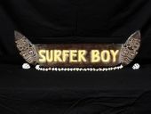 Hawaiian SURFER BOY Sign. Tropical Beach Decor. Island style Tiki Decorations