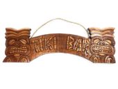 Tiki Bar Sign with Hand Carved Tikis - Tiki Bar Decor 