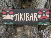 Hawaiian TIKI BAR  / Luau Painted Wood Sign. Polynesian Beach  Decor