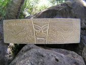 HAWAIIAN TIKI - Petroglyph Art Wooden Relief. Vintage Hawaiiana Wood Sign