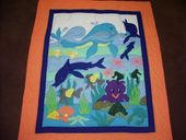 Hawaiian UNDERSEA FRIENDS Baby Quilt. Infant Nursery Crib Bedding Tropical Wall Hanging