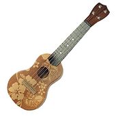 Hawaiian Vintage Style Brown Hibiscus Print  Ukulele. Oil Painted Wood. Hawaiian Luau Party Supplies / Tiki Decorations / Gifts / Favors 