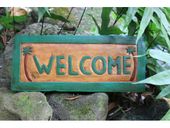 Hawaiian WELCOME Tiki Bar Sign with Palm Trees. Beach Bar Decor 