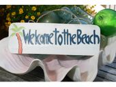Hawaiian WELCOME TO THE BEACH Welcome Sign - Nautical / Coastal Decor - Tiki Decorations - Gifts with Aloha...