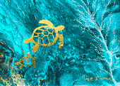 Honu Undersea Garden - Print on Metallic Paper - by Hawaii Artist Ilze Sims