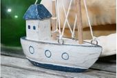 House Boat Model. Choose From: RED YELLOW or BLUE Coastal Colors. Nautical  Decor. Gifts with Aloha...