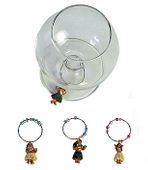 Hula Girl Set of 4 Wine Glass Charms. Hawaiian tiki bar accents. Exotic Wine accessories. Tropical Table ware