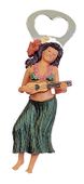 Hula Girl with ukulele Bottle Opener. Hawaiian tiki bar accents. Exotic Tiki Bar accessories. Tropical Table ware