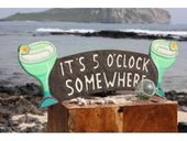 IT'S 5 O'CLOCK SOMEWHERE Tiki Bar Sign with Martini Glasses. Hawaiian Style Luau Decor. Gifts with Aloha...