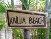 KAILUA BEACH Bamboo Tiki Hut Sign. Hawaiian Style Luau Decor