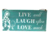 NEW!  LIVE LAUGH LOVE Turquoise Tiki Sign. Tropical Pool Decor. Gifts with Aloha...